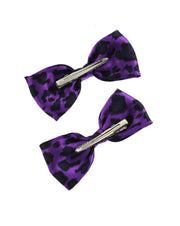 Satin Leopard Print Bows (Dimensions of bow: L: 9cm x H: 4cm - Dimensions of crocodile clip : 4.5cm - 80s fashion - Great for dance theme / 80s fancy dress)