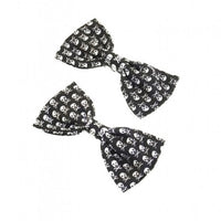 Black & White Skull and Crossbone Bow Clip