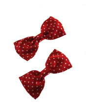 Small Satin Polka Dot Bow on Crocodile Clip (Dimensions of bow: L: 8.5cm x H: 4cm, Dimensions of crocodile clip : 4.5cm)