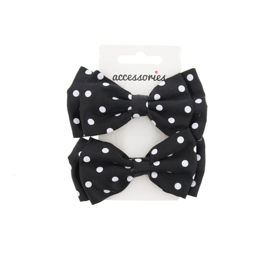 Satin Polka Dot Double Bow On Crocodile Clip
