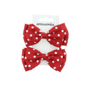 Satin Polka Dot Double Bow On Crocodile Clip