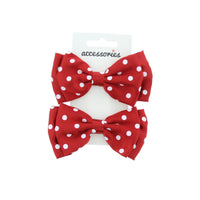 Satin Polka Dot Double Bow On Crocodile Clip