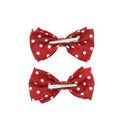 Satin Polka Dot Double Bow On Crocodile Clip