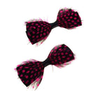 Feathered Polka Dot Bow on Crocodile Clip