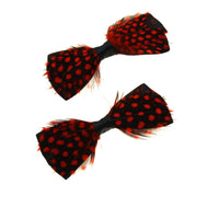 Feathered Polka Dot Bow on Crocodile Clip