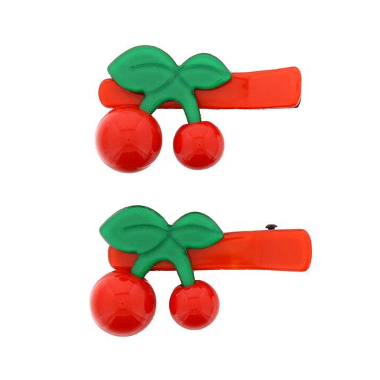 Pair of Shiny Red Cherry Clips