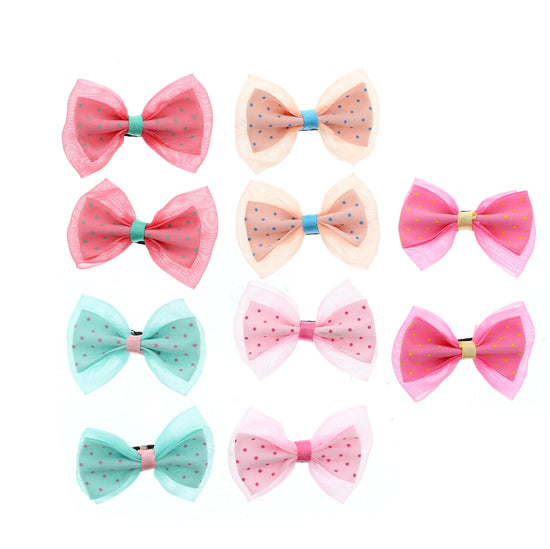 20 Pieces Pastel Spotted Mini Bows (Approx. 5 x 3.5cm)