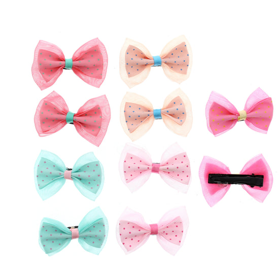 20 Pieces Pastel Spotted Mini Bows (Approx. 5 x 3.5cm)