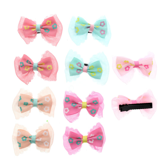 20 Floral Print Mini Bows (Approx. 5 x 3.5cm)