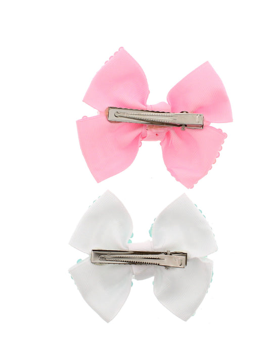 Pastel Assorted Jewelled Bows on Clip (Approx. 9 x 7.5cm)