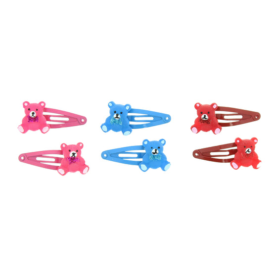 Pairs of Teddy Bear Bright Colour Hair Snapclips