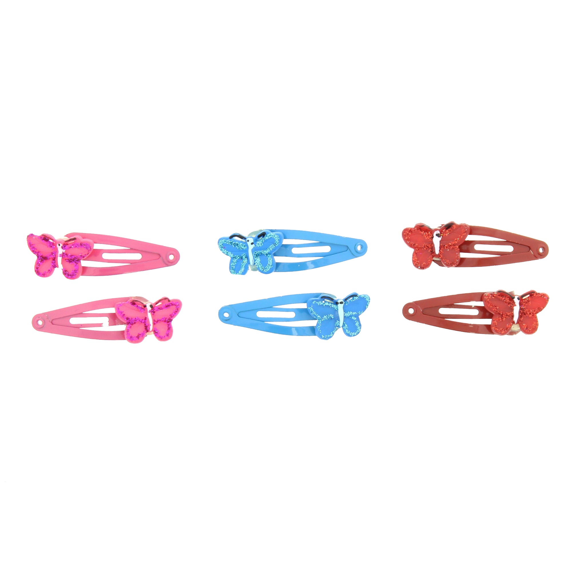 Pair of Glitter Butterfly Bright Hair Snapclips