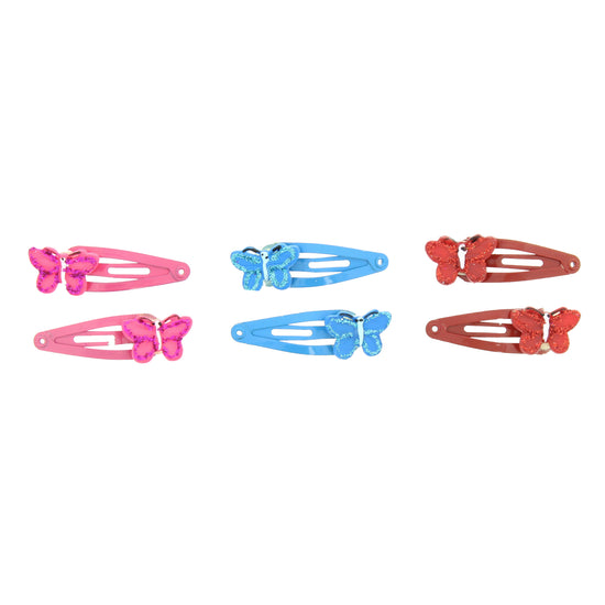 Pair of Glitter Butterfly Bright Hair Snapclips