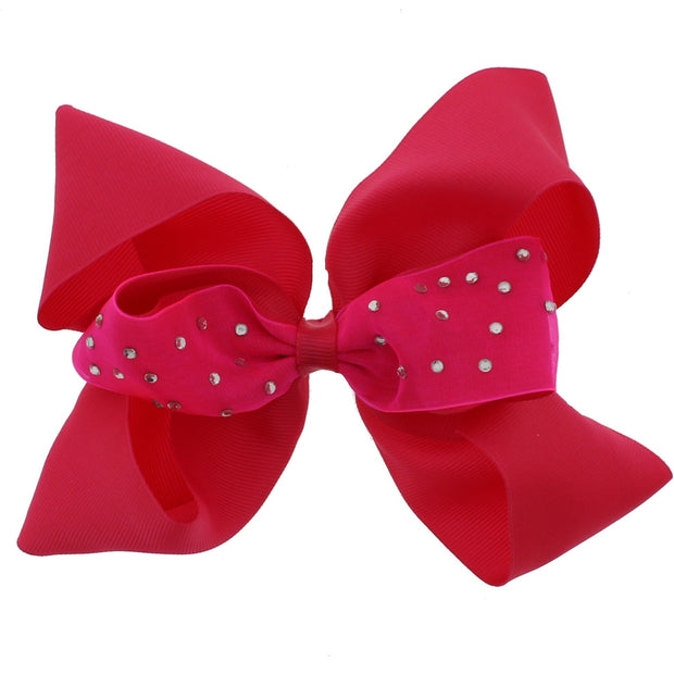 Jojo Style Ribbon Double Bows with Rhinestones (16 x 14cm)