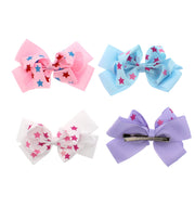 Multicoloured Stars on Assorted Jojo Style Ribbon Double Bows (13.5 x 9.5cm)