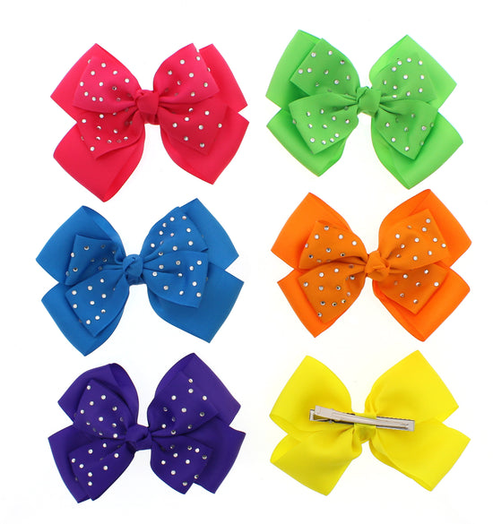 Large Jojo Ribbon Bows with Rhinestones (15 x 11cm)