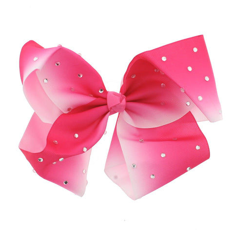 Very Large Shaded Jojo Style Ribbon Bows with Clear Stones (23 x 18cm)