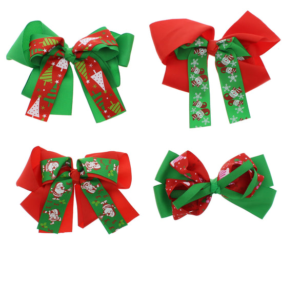 Assorted Christmas Themed Jojo Style Ribbon Bows