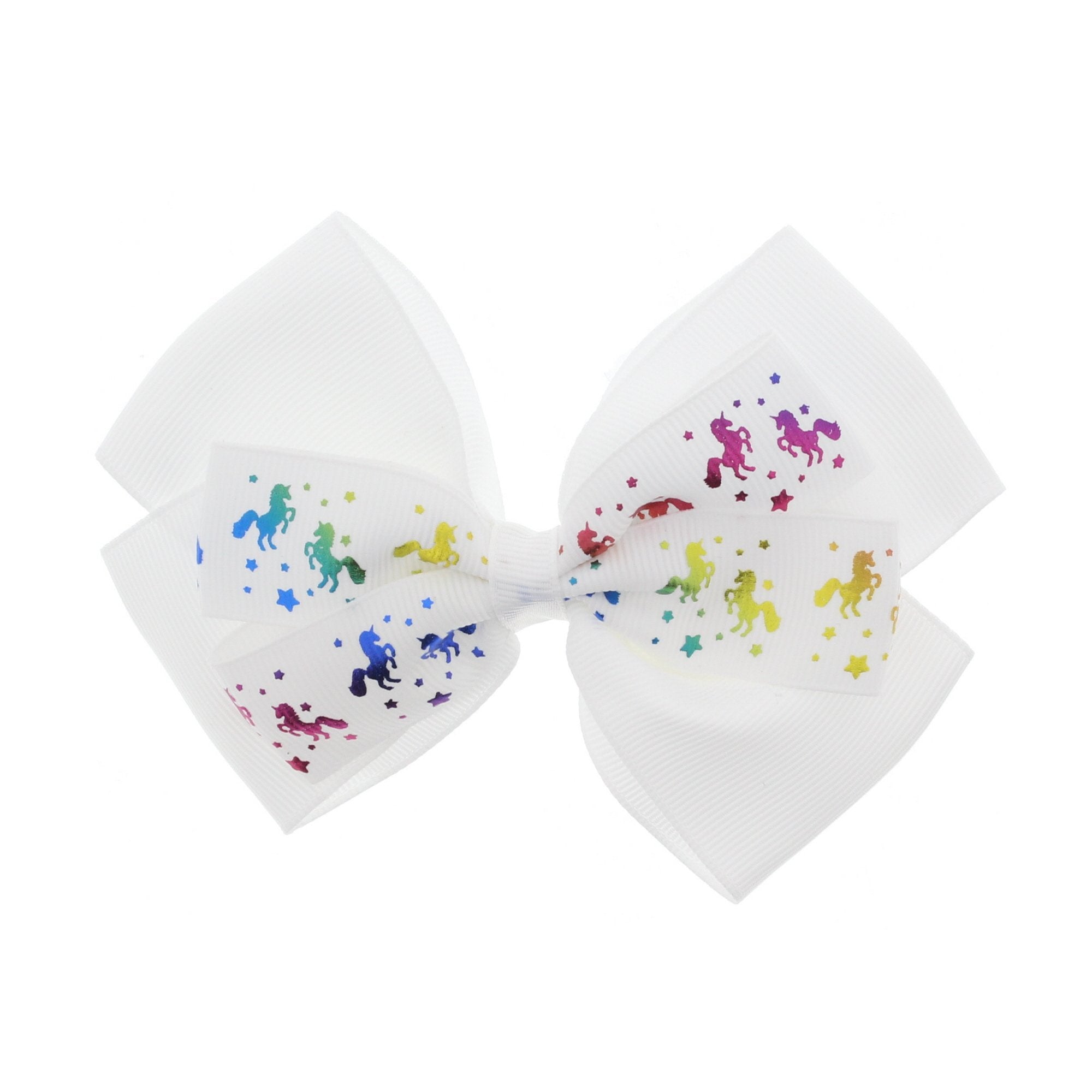 Double Ribbon Bows with Metallic Unicorn Print