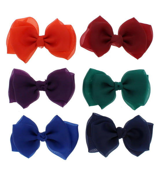 Assorted Winter Colour Double Bow Clips