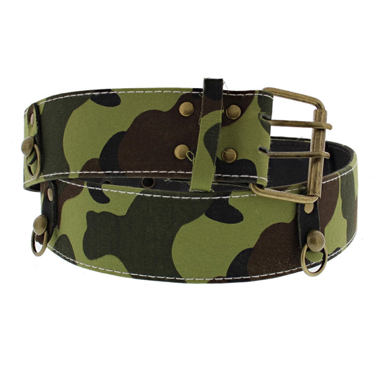 Wide Green Camouflage Belt with Rings