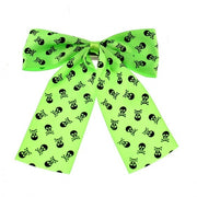 Skull & Crossbones Print Satin Bow