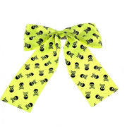 Skull & Crossbones Print Satin Bow