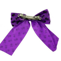Skull & Crossbones Print Satin Bow Clip