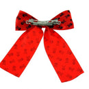 Skull & Crossbones Print Satin Bow Clip
