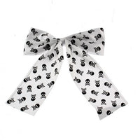 Skull & Crossbones Print Satin Bow Clip