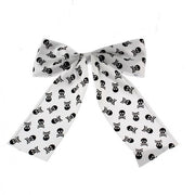 Skull & Crossbones Print Satin Bow