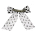 Skull & Crossbones Print Satin Bow Clip