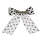 Skull & Crossbones Print Satin Bow