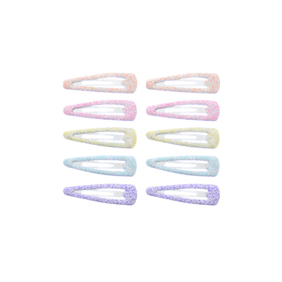 10 on a Card 5cm Glitter Pastel Epoxy Hair Snapclips