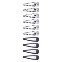 10 on a Card 5cm Black & Zebra Epoxy Hair Snapclips