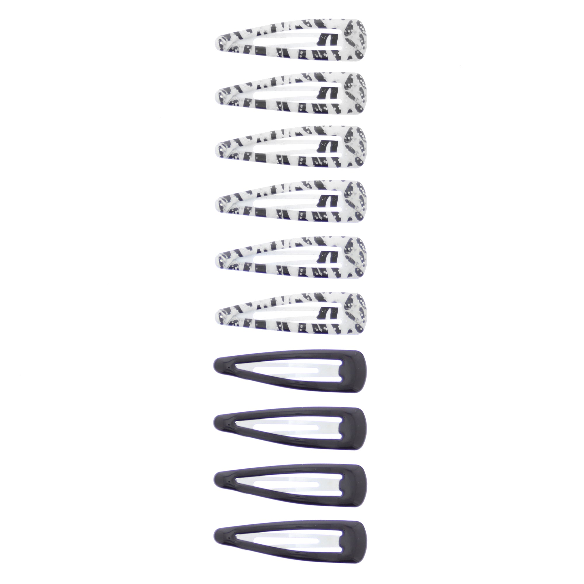 10 on a Card 5cm Black & Zebra Epoxy Hair Snapclips