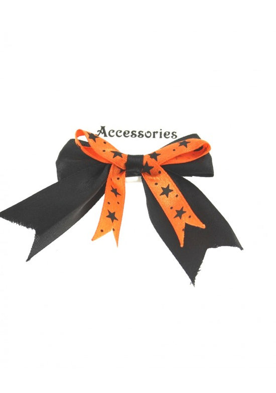 Double Satin Bow on Barette with Stars