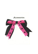 Double Satin Bow on Barette with Stars