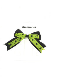 Double Satin Bow on Barette with Stars