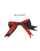 Double Satin Bow on Barette with Polkadots
