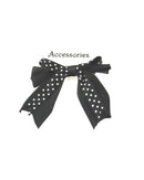 Double Satin Bow on Barette with Polkadots