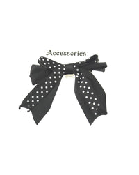 Double Satin Bow on Barette with Polkadots