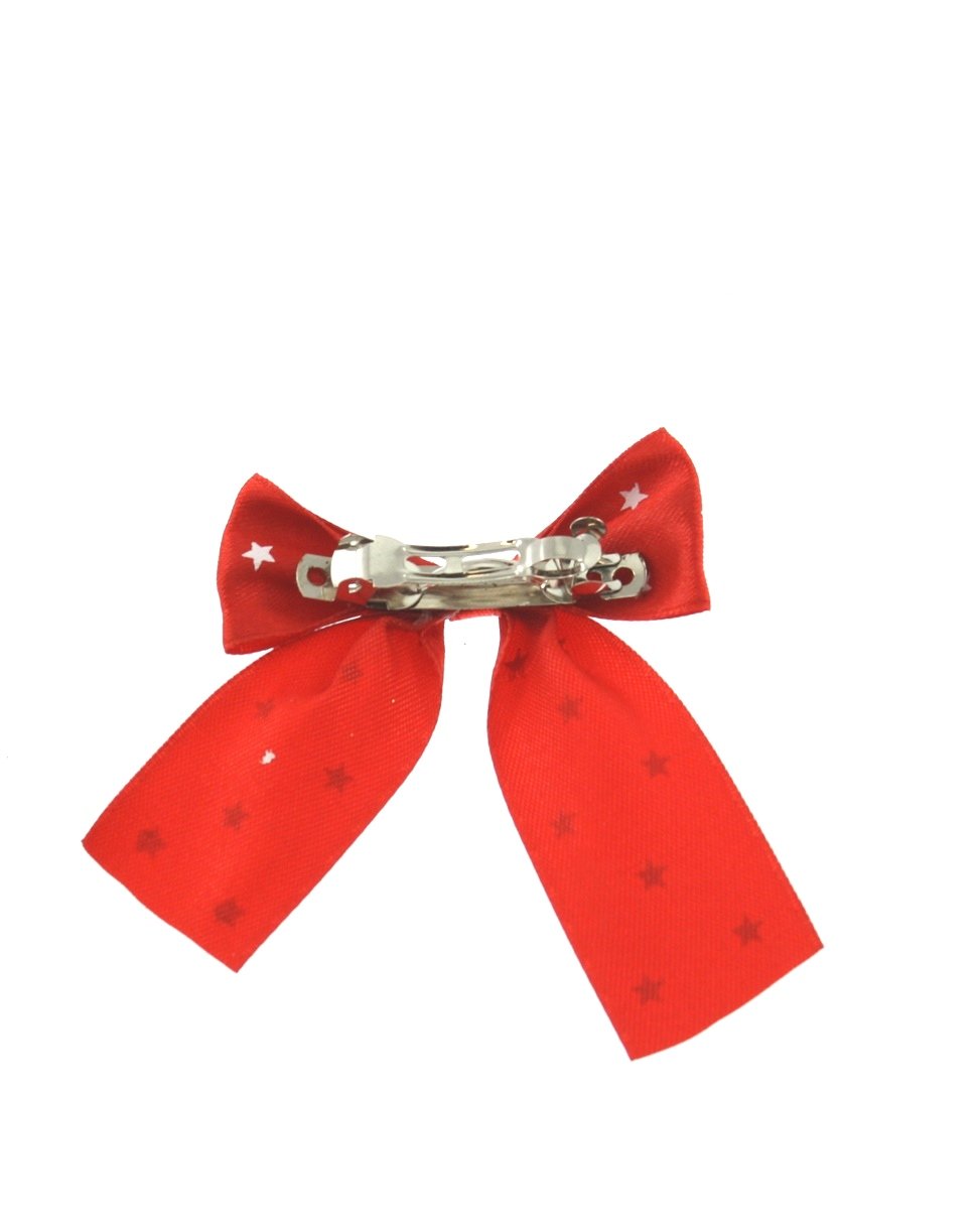Satin Bow on Barette with Stars