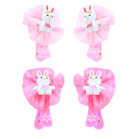 Pairs of Pink Shades Mini Bunny Flower Hair Clips