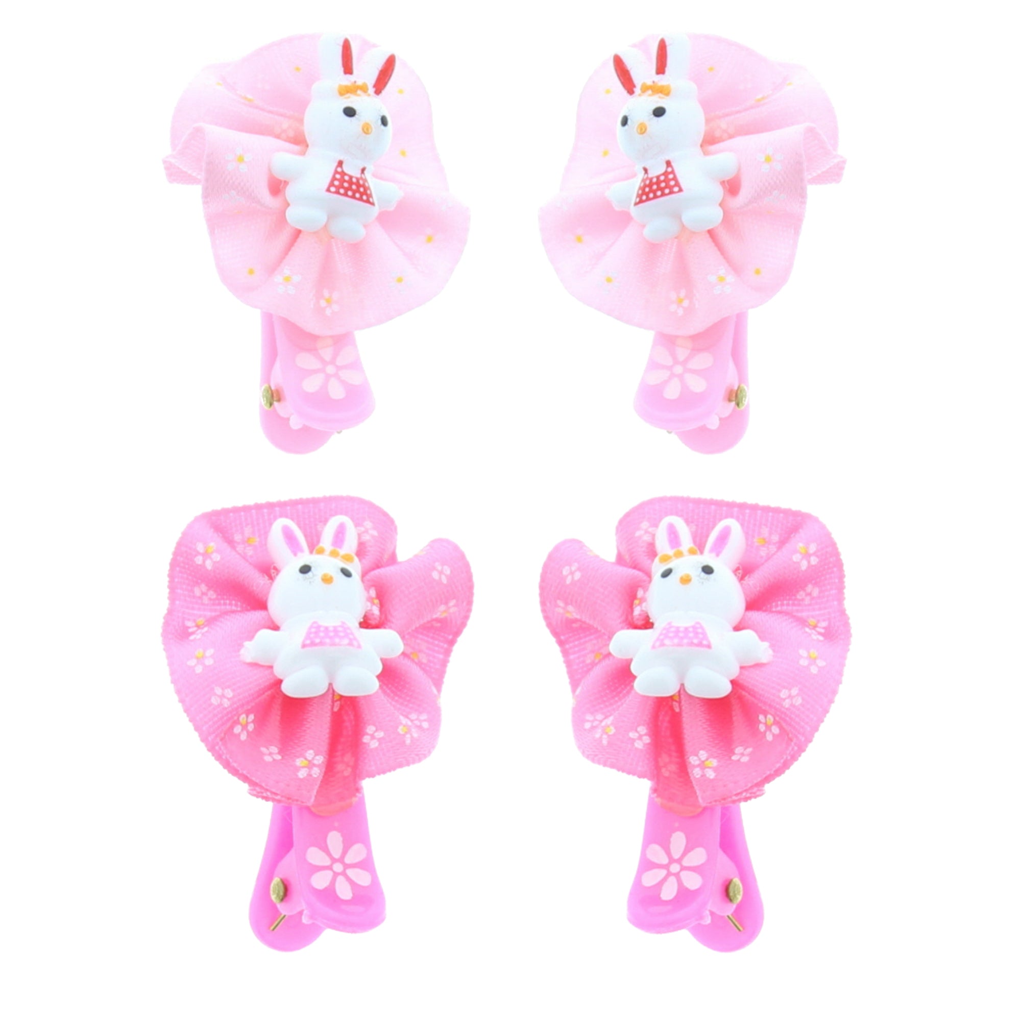 Pairs of Pink Shades Mini Bunny Flower Hair Clips
