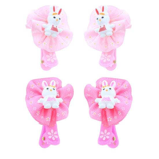 Pairs of Pink Shades Mini Bunny Flower Hair Clips
