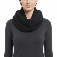 Warm Knitted Black Loop Scarf / Snood/ Cowl