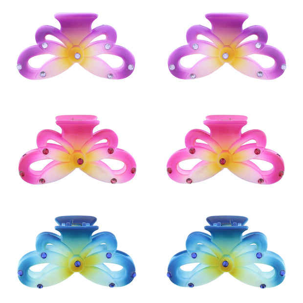 8.7cm Assorted Bright Two Tone Bow Clamps with Diamante Stones