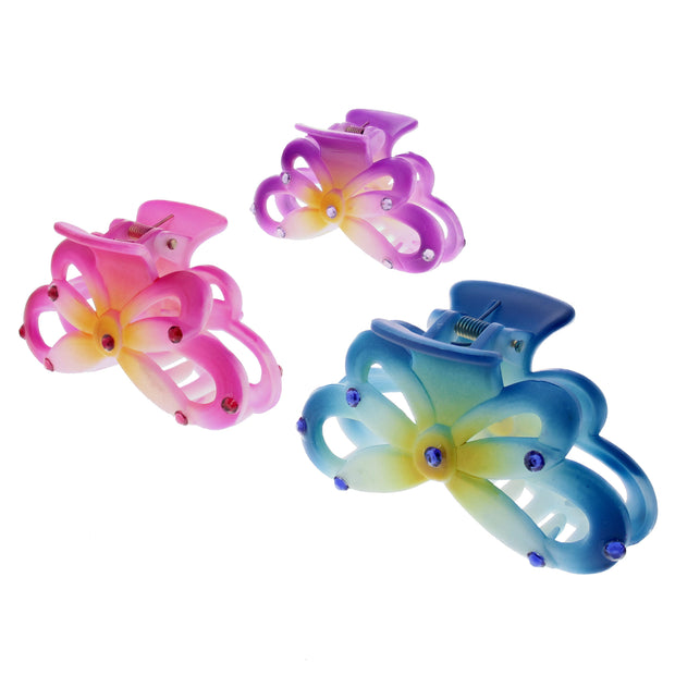 8.7cm Assorted Bright Two Tone Bow Clamps with Diamante Stones
