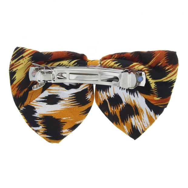 Animal Print Bow on Barrete 11cm x 7cm (6.5cm Clip)